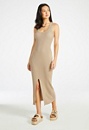 Scoop Neck Midi Slit Dress