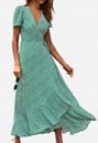 Maxi V Neck Ruffle Wrap Long Dress