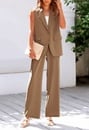 2-Piece Blazer Suit Vest and Wide Leg Pants Set
