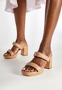 Indya Block Heeled Sandal In New Nude Get Great Deals At Justfab