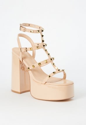 Anissa Platform Heeled Sandal In New Nude Get Great Deals At Justfab