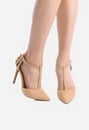 Strappy High Heel Pump Shoe In Nude Suede Get Great Deals At JustFab