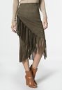 Faux Suede Fringe Skirt