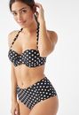 High Waisted Polka Dot Bikini In Black Multi Get Great Deals At JustFab