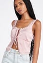 Tie Front Lace Trim Tank