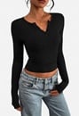 Henley Fitted Long Sleeve Top