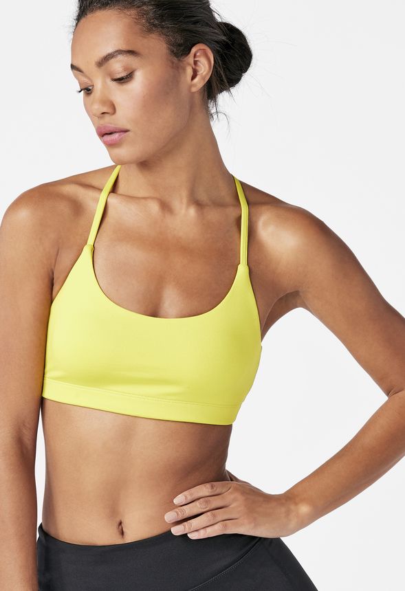 Strap Back Sports Bra Clothing in NEON YELLOW - Get great deals at