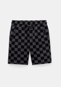 Checkered Pull On Fleece Shorts