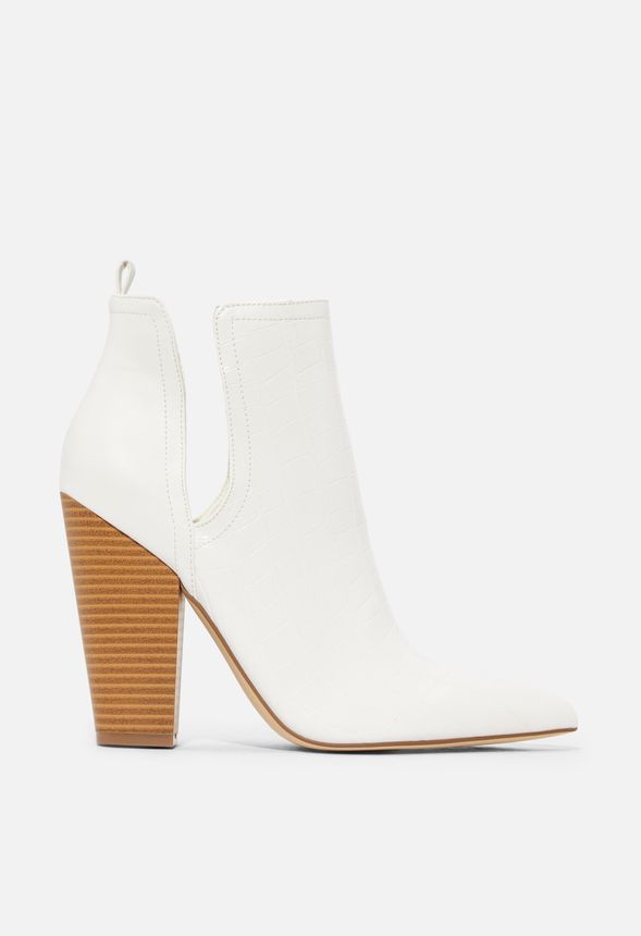 Old Town Cutout Heeled Bootie in White Get great deals at JustFab