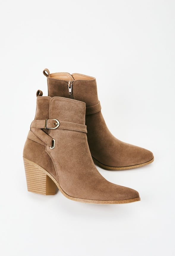 della Ankle Bootie Womens Taupe 9.5 Faux Suede by ShoeDazzle