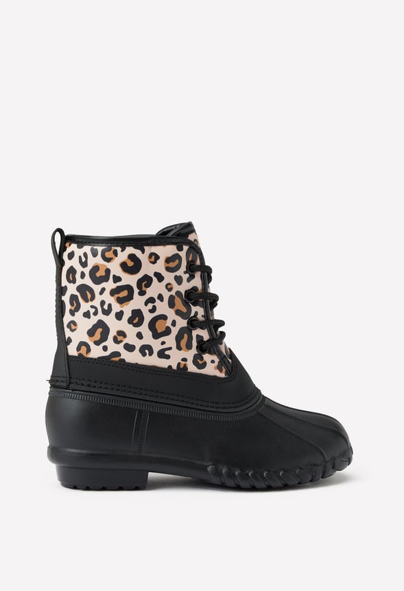 Justfab Girls Cheetah Lace Up Duck Boot