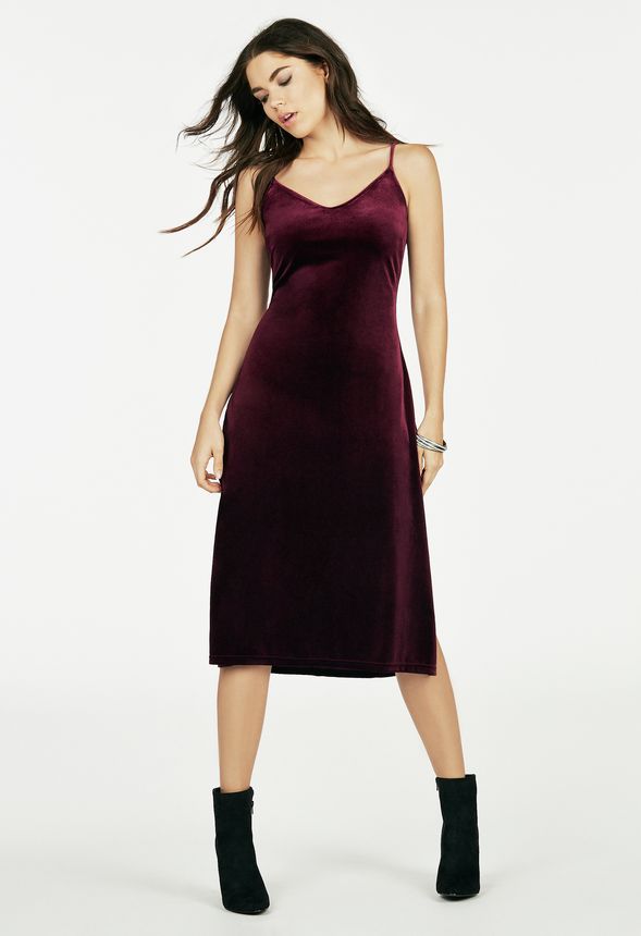 Velvet slip cheap dress midi