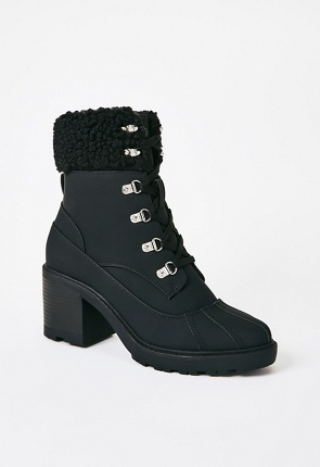 Elie Sherpa Combat Boot in Black Caviar - Get great deals at JustFab