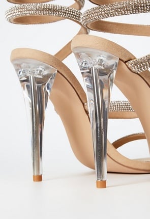 Kenzy Spiral Heeled Sandal in Beige - Get great deals at ShoeDazzle
