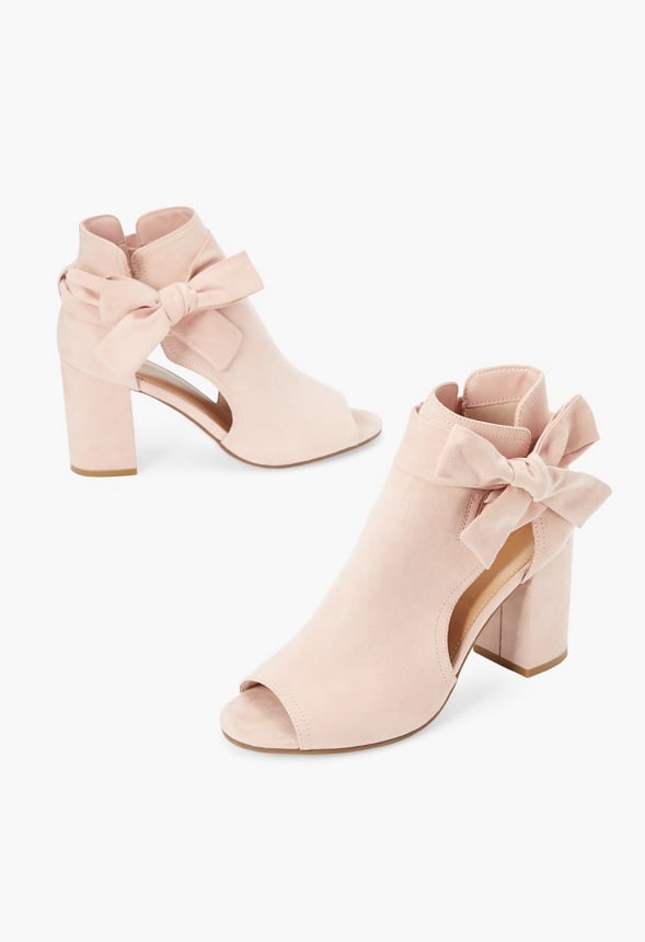 Leather Cut-Out Peep Toe Boot – Blush Out West