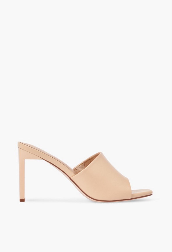 Kieran Mule Heeled Sandal in Beige Get great deals at JustFab