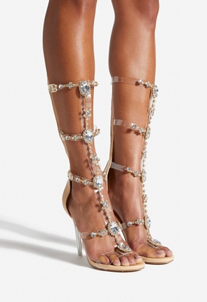 Lanna Gladiator Heeled Sandal in Beige - Get great deals at JustFab