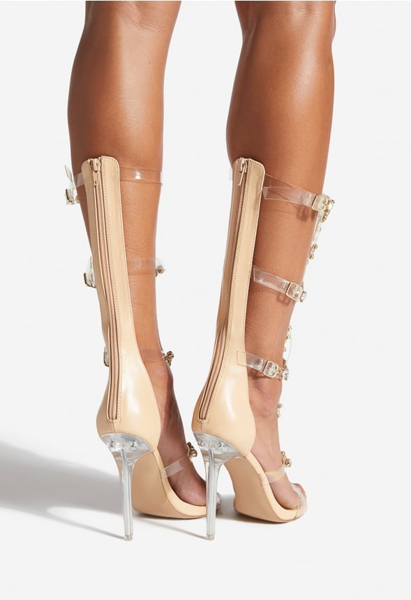 Ellayna Bone Lace-Up High Heel Sandals