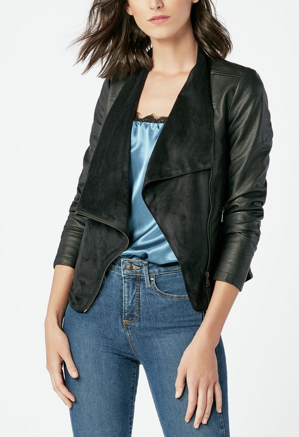 Black leather sale waterfall jacket