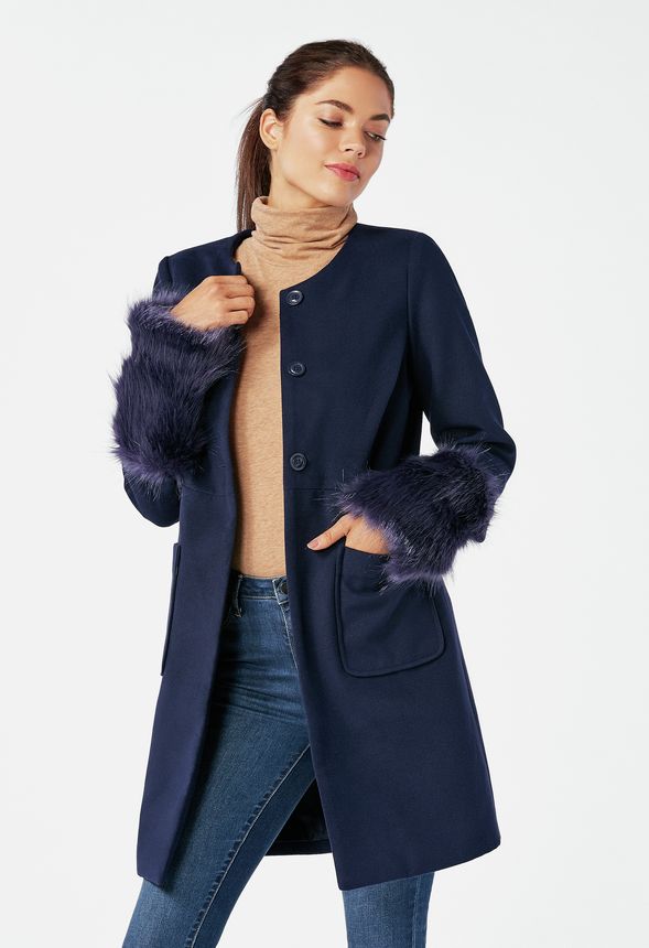 Fur sleeve coat hotsell