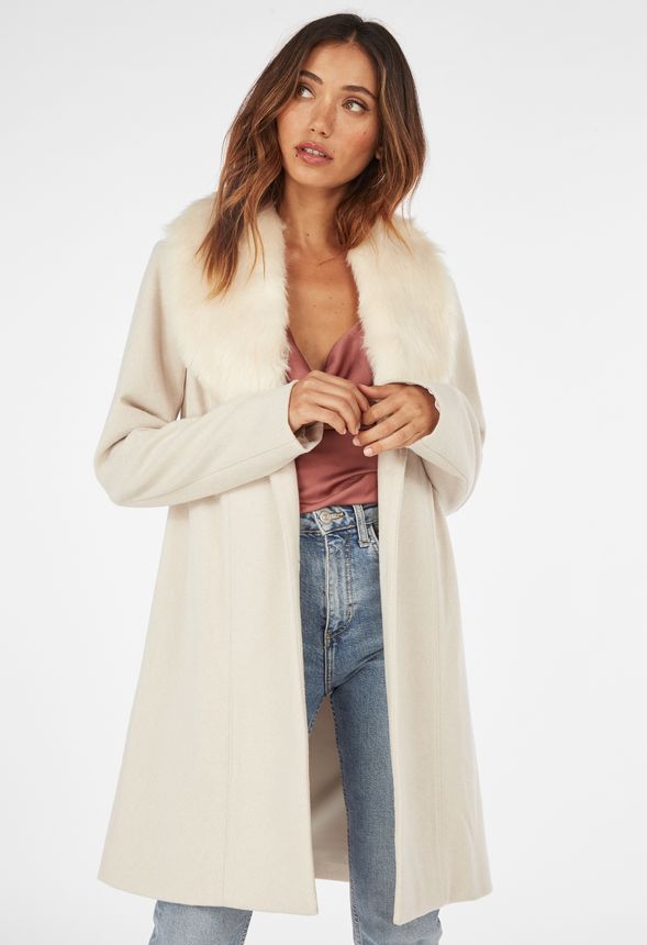 cream fur collar coat