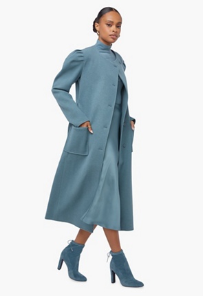 Puff Sleeve Wool Coat