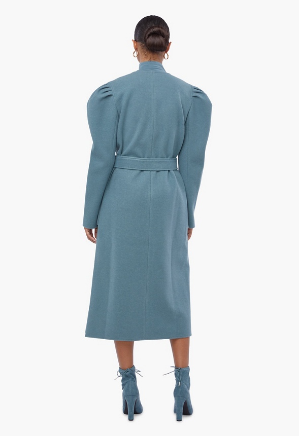 Puff Sleeve Wool Coat