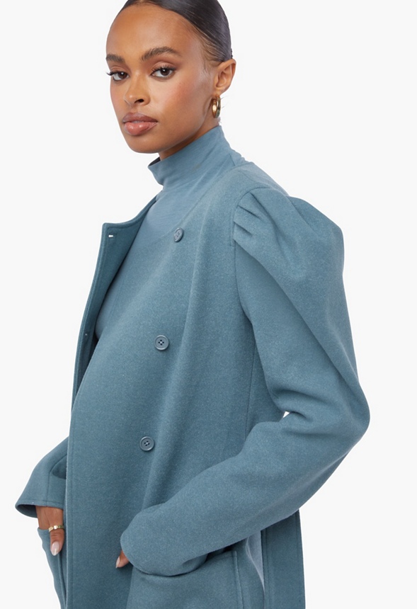 Puff Sleeve Wool Coat