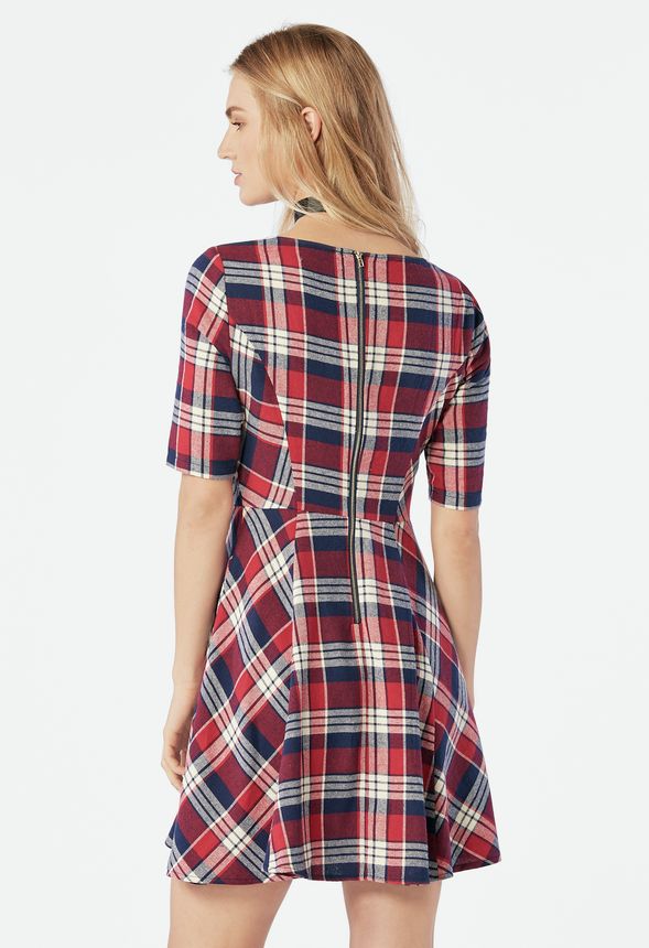 Plaid fit shop and flare dress