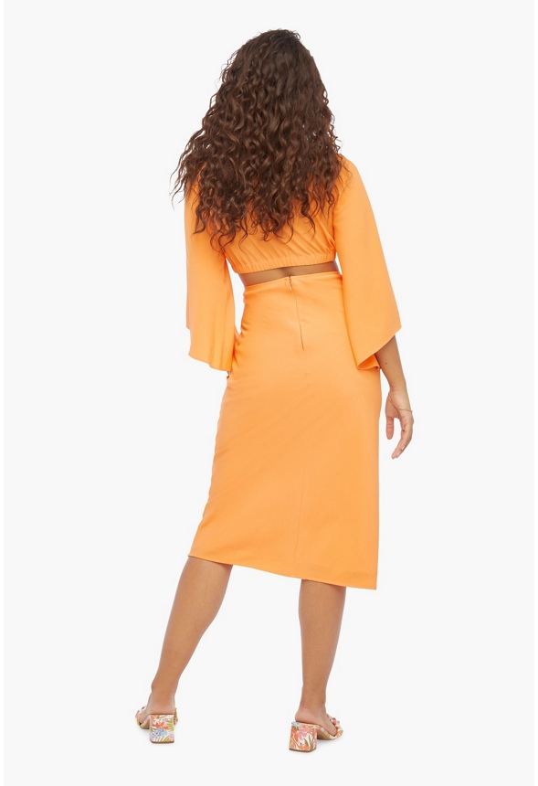 Retro Cutout Dress Clothing in Tangerine - Get great deals at JustFab