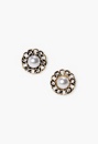 Pearl Studs With Molded Chain Rim Earrings