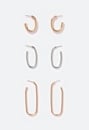 3-Pair Pack Vida Oval Hoop Earrings