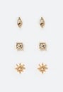 3-Pair Mia Glass Stones Fine Stud Earrings Pack