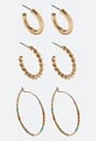 Pack de 3 paires de boucles d'oreilles créoles Iara