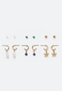 6-Pairs Pack Of Fay Mix Shell And Evil Eye Earrings