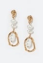 Mia Organic Metal And Pearl Dangle Earrings