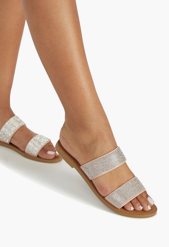 Cass Flat Sandal in Rhinestone Get great deals at JustFab