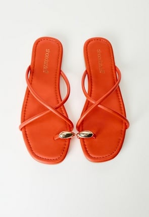 Jorja Flat Thong Sandal in Mandarin Orange - Get great deals