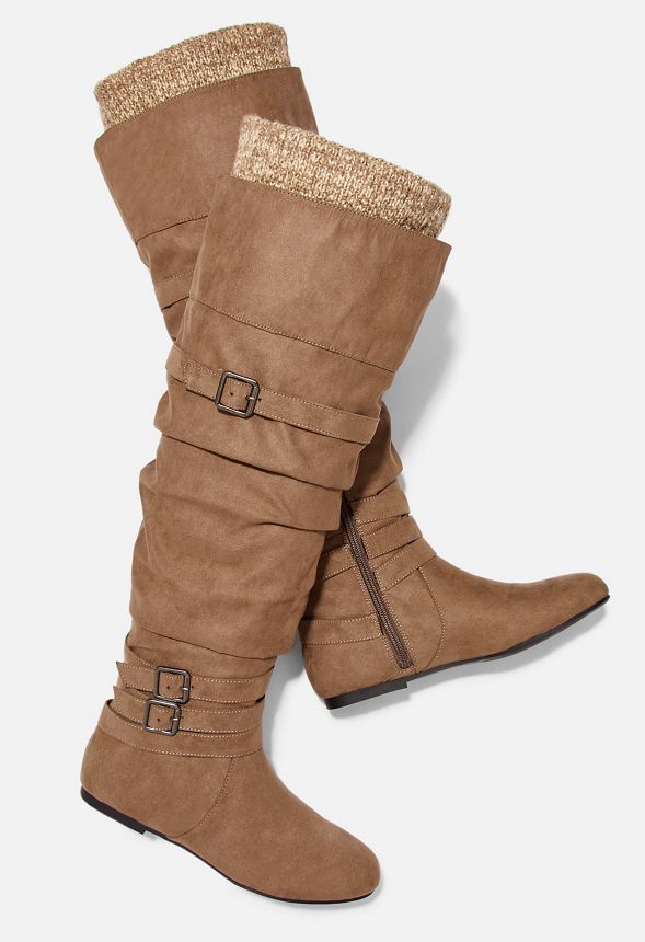 Clemm Sweater Cuff Over The Knee Boot in Taupe Get great deals