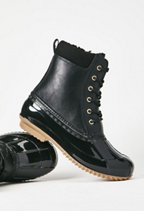 Black duck boots with fur online