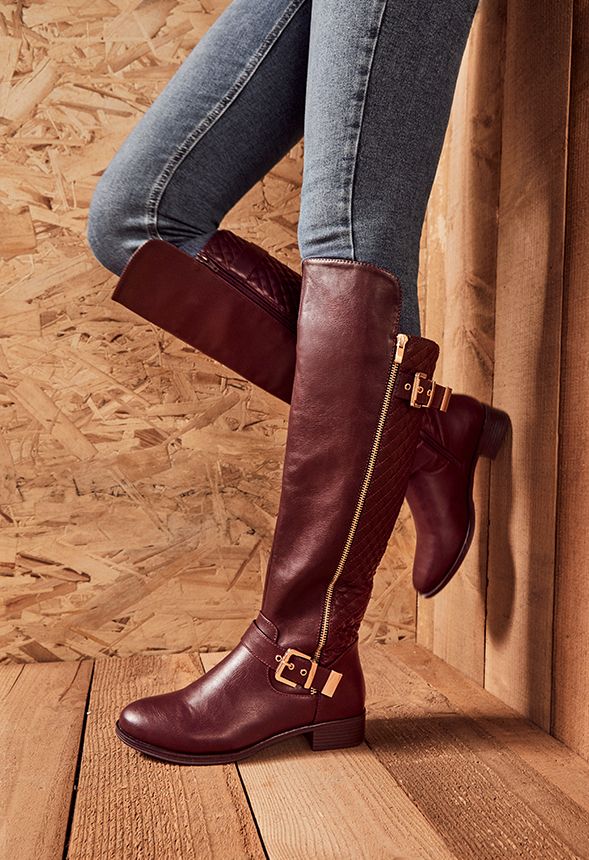 Cersei Riding Boot in Burgundy Get great deals at JustFab