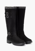 Noel Buckle Detailed Tall Boot in Black Caviar - Get great deals at  ShoeDazzle