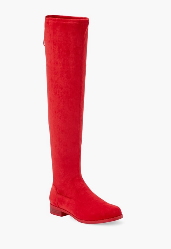 Red on sale flat boots