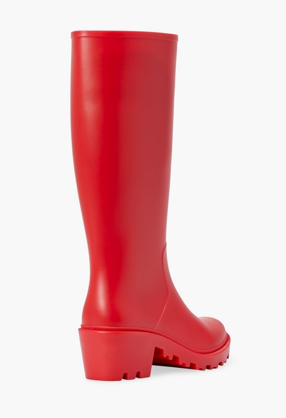 Tall red shop rain boots