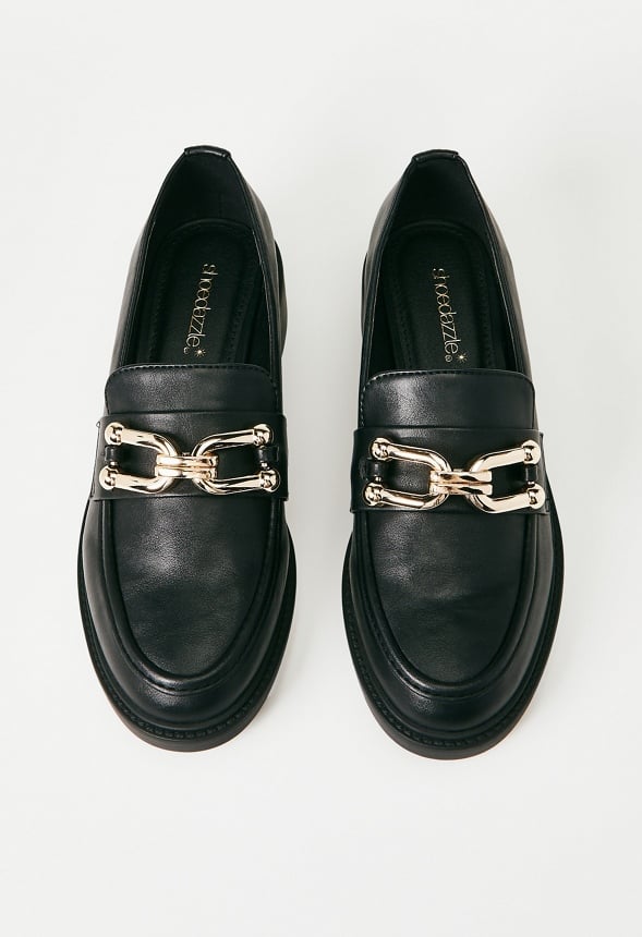 Camille Black Leather Loafers