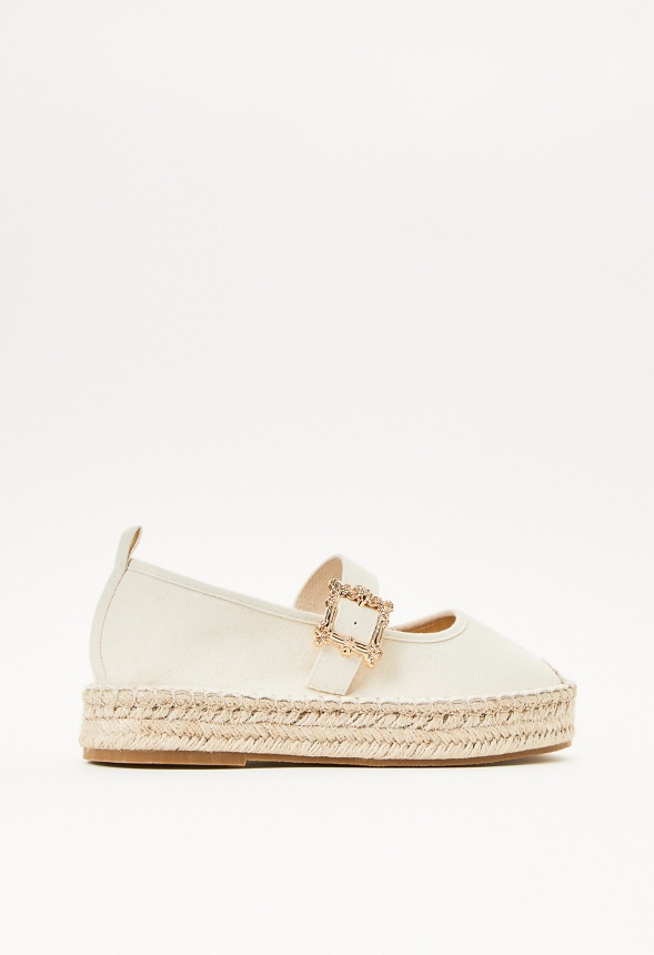 Adelina Espadrille Platform Flat in Natural Get great deals at JustFab