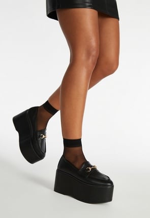 Roxi Platform Loafer in Black - Get great deals at JustFab