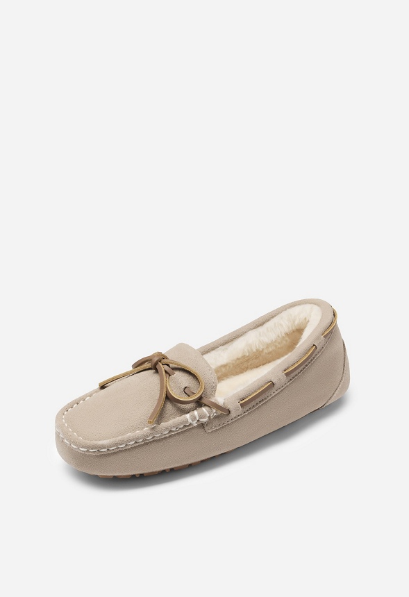 Justfab Moccasin Slippers with Faux Fur