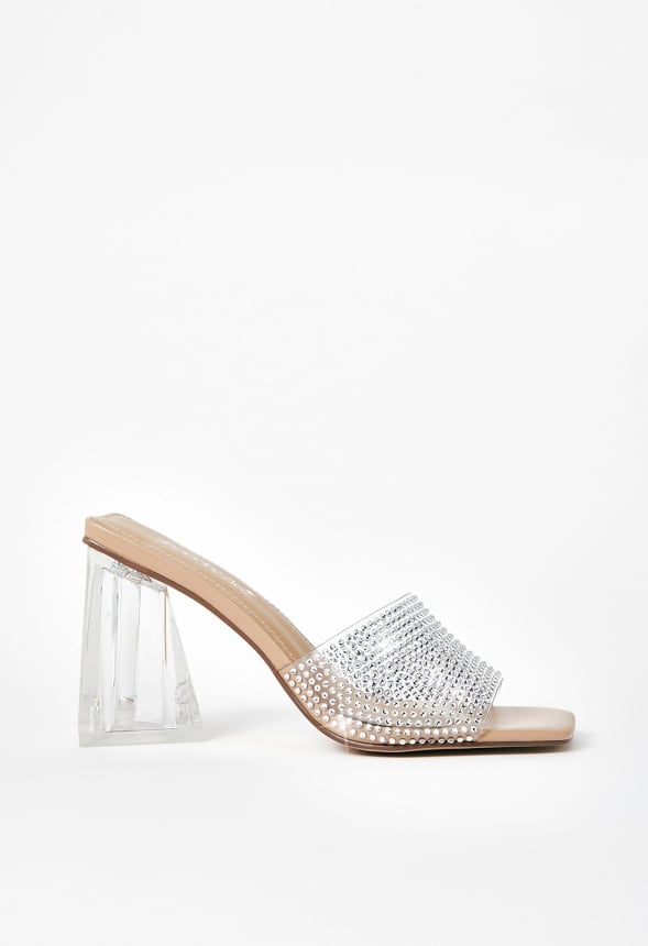 Vela Block Heeled Sandal in Clear Get great deals at JustFab