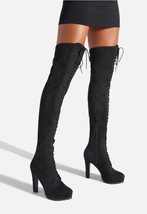 Remi Lace-Up Boot in Black - Get great deals at JustFab